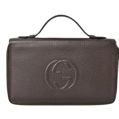 Gucci Interlocking Brown Leather Wallet  ()