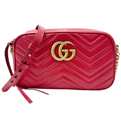 Gucci Marmont Pink Leather Shoulder Bag ()