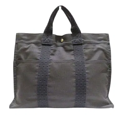 Hermes Hermès Herline Grey Canvas Tote Bag ()