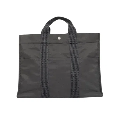 Hermes Hermès Herline Grey Canvas Tote Bag () In Brown