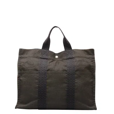 Hermes Hermès Herline Grey Canvas Tote Bag ()