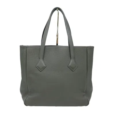 Hermes Hermès Victoria Grey Leather Tote Bag () In Green