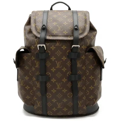 Pre-owned Louis Vuitton Christopher Backpack Brown Canvas Backpack Bag ()