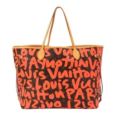 Pre-owned Louis Vuitton Neverfull Orange Canvas Tote Bag ()