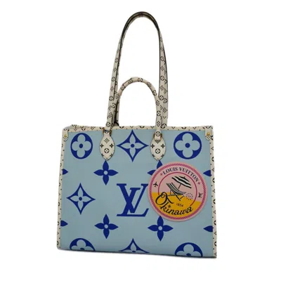 Pre-owned Louis Vuitton Onthego Gm Blue Canvas Tote Bag ()