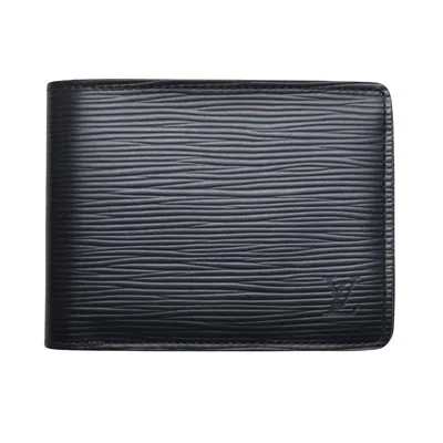 Pre-owned Louis Vuitton Portefeuille Multiple Black Leather Wallet  ()