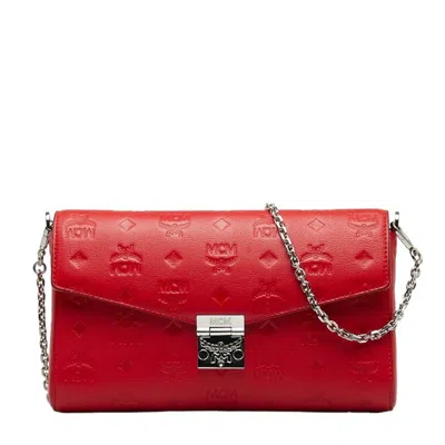 Mcm Visetos Red Leather Shoulder Bag ()