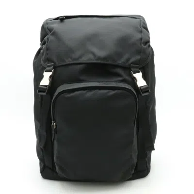 Prada Tessuto Black Leather Backpack Bag ()