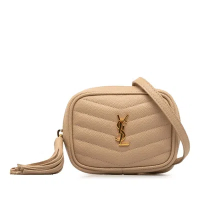 Saint Laurent Cassandra Beige Leather Shoulder Bag ()