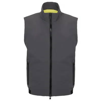 Hugo Boss Regular-fit Gilet In Water-repellent Performance-stretch Fabric In Grey