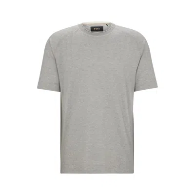 Hugo Boss Regular-fit T-shirt In Cotton And Silk In Silver