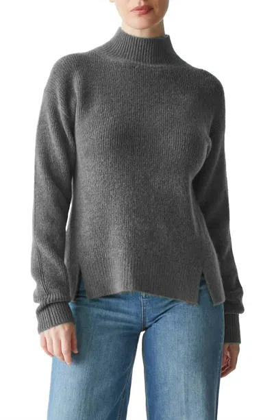 Michael Stars Zion Mock Neck Pullover Sweater In Charcoal In Pink