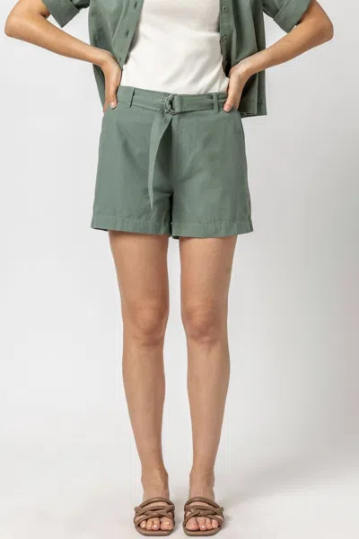 Lilla P Women's Belted Canvas Shorts In Seagrass In Green