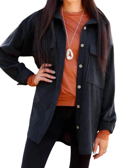 Southern Grace Casual Magic Shacket In Black