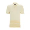 Hugo Boss Cotton-silk Polo Shirt With Striped Details In Light Yellow
