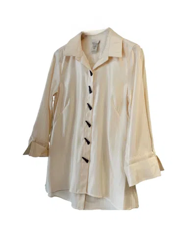 Multiples Women's Turn-up Cuff Button Front High Low Shirt In Winter White