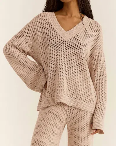 Z Supply Kiami Crochet Sweater In Natural In White