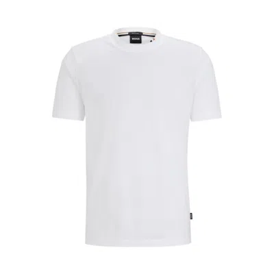 Hugo Boss Cotton-jersey T-shirt With Signature-stripe Collar In White