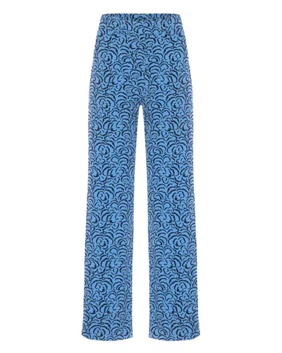 Marella Women's Carpazi Long Trousers In Deep Blue Cloud In Multi