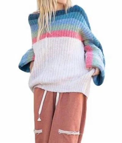 Pol Long Sleeve Sweater In See The Rainbow In Multi
