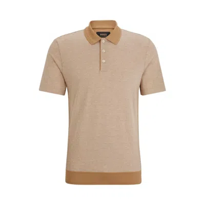 Hugo Boss Bubble-structure Polo Shirt In Cotton And Cashmere In Beige