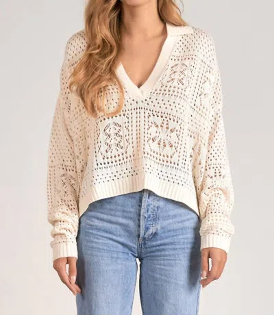 Elan Crochet Sweater In Cream In White