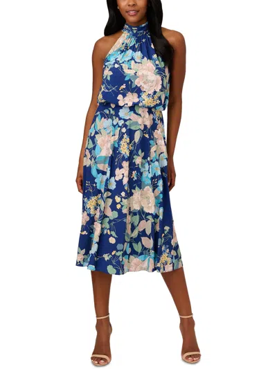 Adrianna Papell Womens Polyester Fit & Flare Dress In Blue