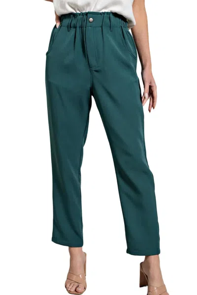 Eesome Bailey Banded Straight Pants In Teal In Blue