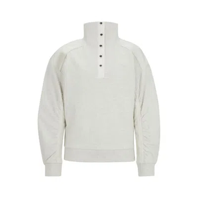Hugo Boss Regular-fit Hybrid Sweatshirt With Metallic Trims In White
