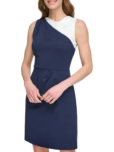 Dkny Womens Polyester Sheath Dress In Blue