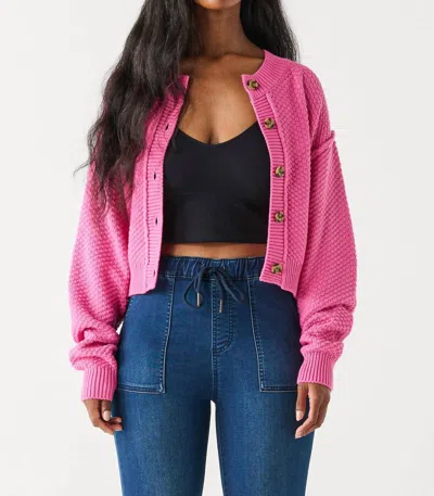 Dex Low Key Sweater Cardigan In Bubblegum Pink In Multi