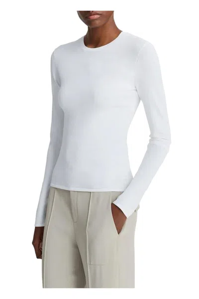 Vince Clean Fit Crew Neck Top In Optic White