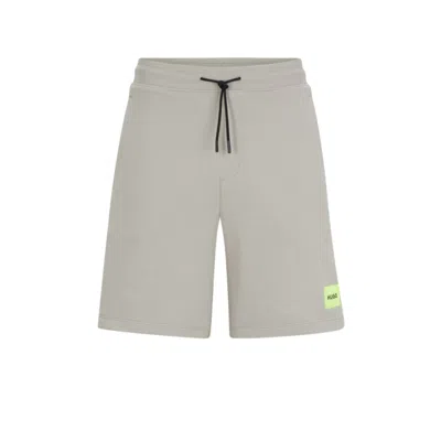 Hugo Diz222 Mens Cotton Terry Shorts With Logo Label In Light/pastel Grey 055
