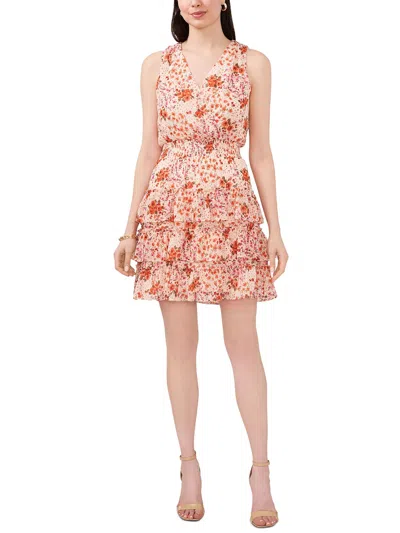 Msk Womens Floral Print Polyester Cocktail And Party Dress In Pink
