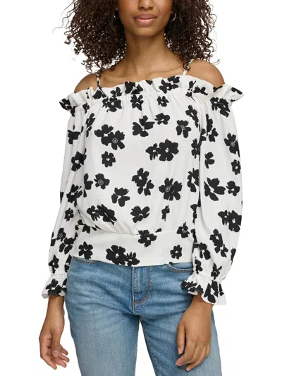 Karl Lagerfeld Womens Floral Print Polyester Blouse In Multi