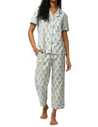 Bedhead Pjs Short Sleeve Cropped Pajama Set In Lemon Trees In Multi