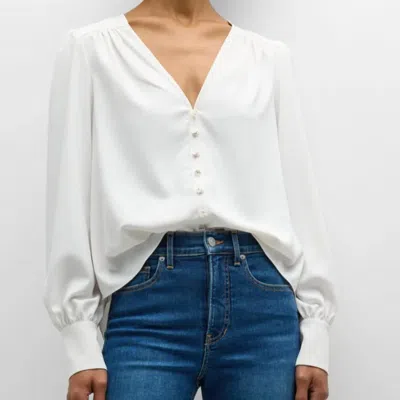 Veronica Beard Sura Long-sleeve Button-front Blouse In Off White