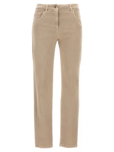 Brunello Cucinelli Garment-dyed Jeans Beige In Brown