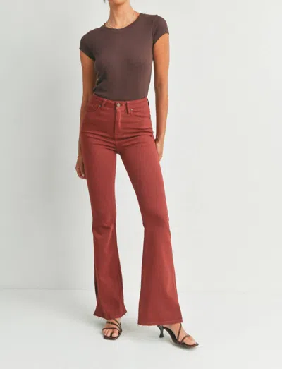 Just Black Denim Emma Flare Jeans In Brick In Red