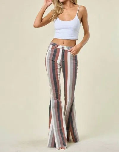 Saints & Hearts Women's Flares Pants In Brown Multi Striped