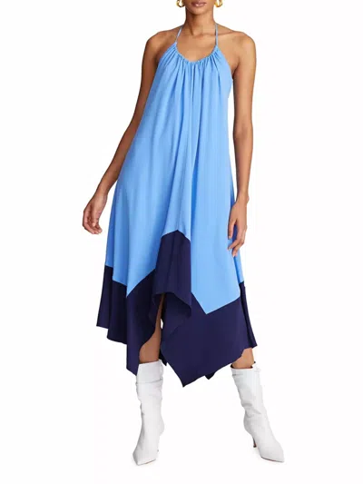 Halston Women's Karley Handkerchief Halter Dress In Blue