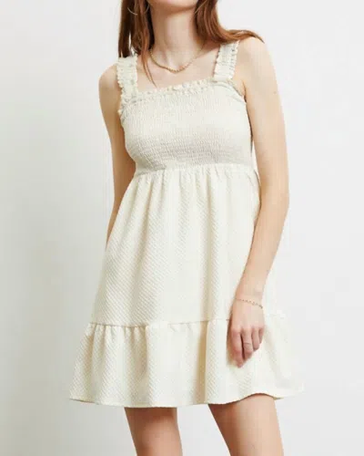 Heyson Pearl Ruffle Strap Mini Dress In Off White