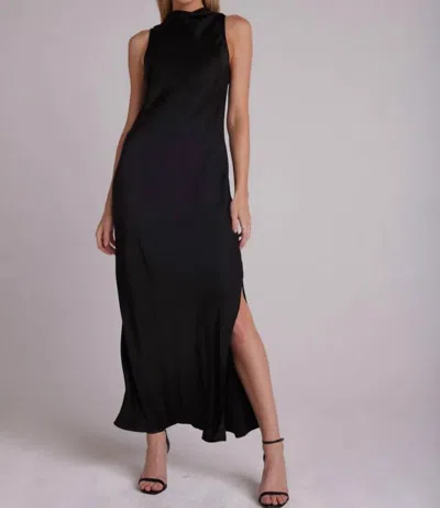 Bella Dahl Satin Side Slit Column Dress In Black