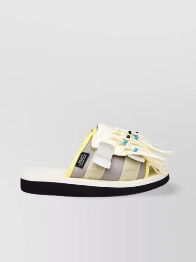 Suicoke Hoto Cab Slipper In Ivory Synthetic Leather In Black