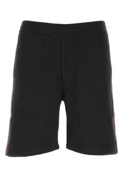 Alexander Mcqueen Man Black Cotton Bermuda Shorts