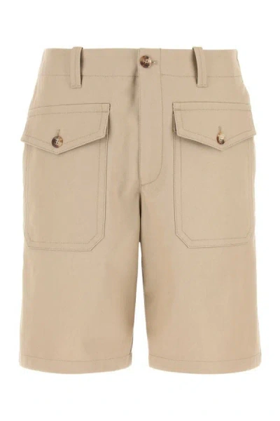 Alexander Mcqueen Man Cappuccino Cotton Bermuda Shorts In Brown