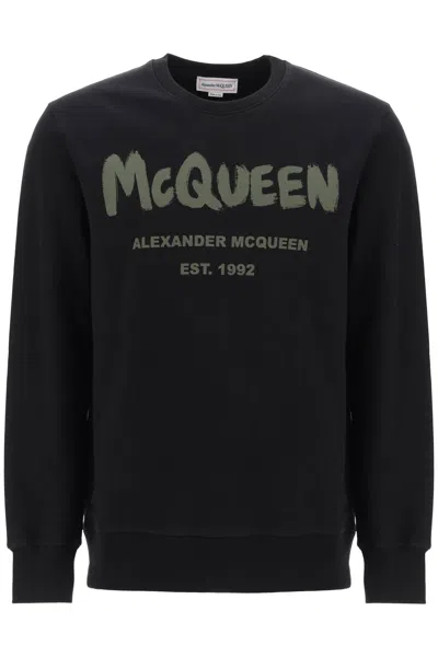 Alexander Mcqueen Graffiti Logo Sweatshirt In Black