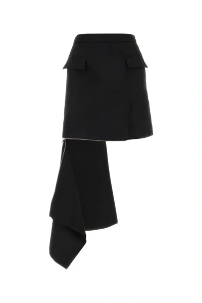 Alexander Mcqueen Black Wool Mini Skirt