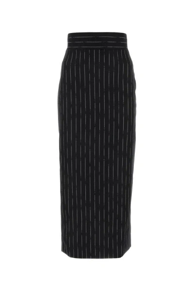 Alexander Mcqueen Embroidered Wool Skirt In Multicolor