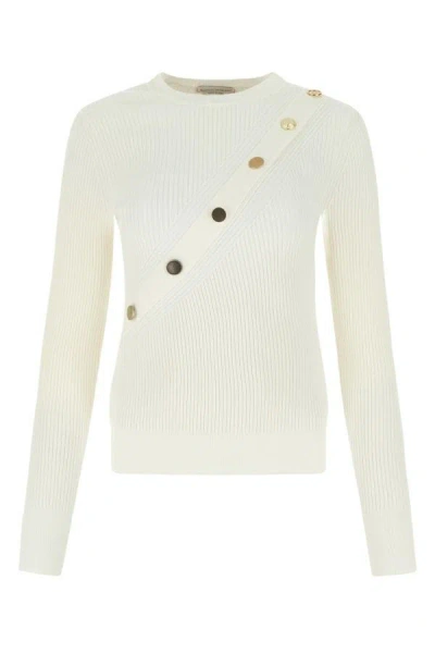 Alexander Mcqueen Woman Ivory Stretch Viscose Sweater In White